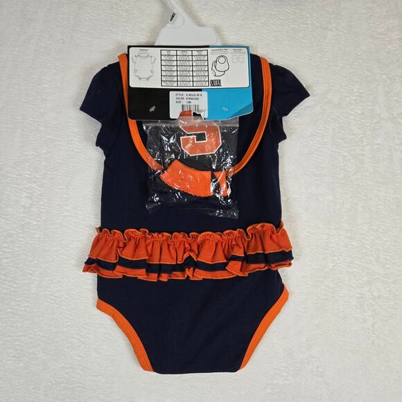Syracuse Orange Baby 3 piece Outfit Set 12 month One piece, booties, bib 0705 - Picture 2 of 9